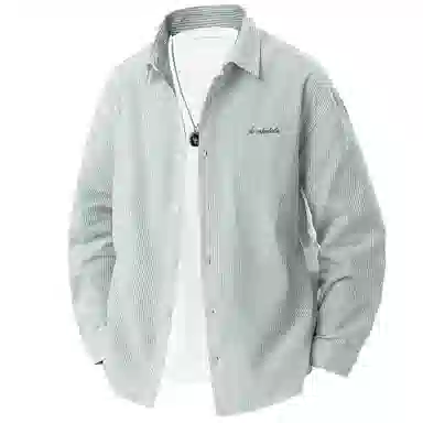 王者荣耀 经典翻领条纹长袖小众休闲简约设计字母印花美式街头复古潮流时尚通勤日常百搭宽松舒适慵懒氛围感无性别主义学院风衬衫 男女同款