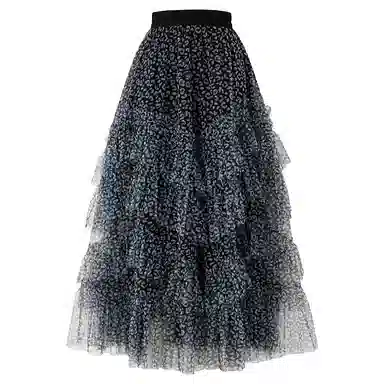 SHUEN Mesh Leopard Print Skirt