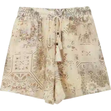 谜秀 波西米亚印花挖肩短裤休闲套装 女款