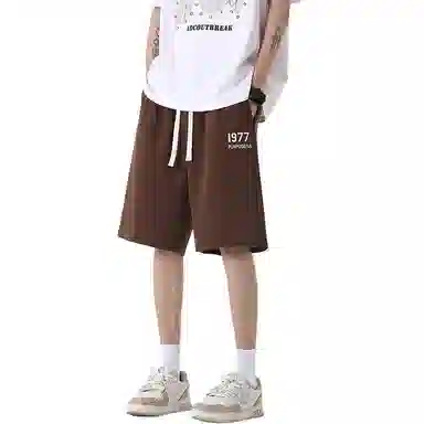 羽浅 夏季透气时尚印花五分裤篮球运动中裤潮流百搭宽松直筒休闲短裤 男款