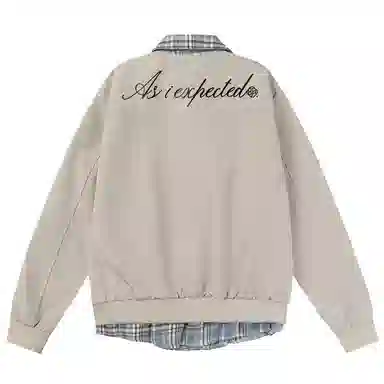 王者荣耀 背面印花基础款假两件撞色拼接纯色翻领美式街头复古慵懒氛围感潮流简约时尚通勤日常百搭宽松舒适小众休闲学院风夹克 男女同款