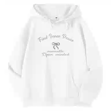 棉致 创意蝴蝶结简约设计感多巴胺学院风百搭休闲通勤落肩宽松柔软舒适套头连帽长袖卫衣 女款