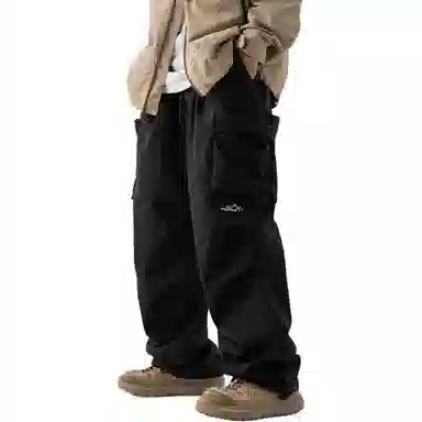 顶峰保罗 美式潮牌凉感舒适工装直筒长裤子薄款宽松小众百搭抽绳束脚设计感高街阔腿休闲裤 男女同款