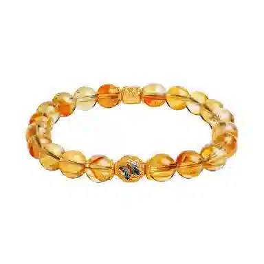 印象眸 新中式精致简约化茧成蝶气质小众设计多财多福时来运转八方来财蝴蝶福蝶礼盒包装好运天然 黄水晶 手串 女款