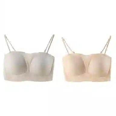 欧迪芬 裸感无痕冰丝轻薄透气软支撑上托聚拢防下垂收副乳夏季冰凉感细肩带两件装文胸 女款