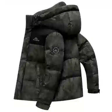 鸭鸭 户外系列 时尚韩版潮流短款连帽冬季外套防寒保暖休闲迷彩羽绒服 女款