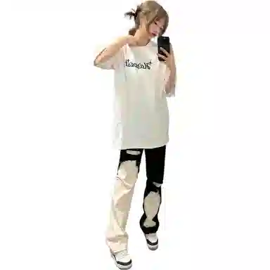 寻星记 美式复古小众设计感百搭牛仔裤 男女同款