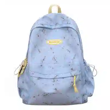 泰格奴 小清新休闲高颜值精美潮版韩版背包初高中生大学生上课百搭书包 尼龙 双肩包 男女同款情侣款 米白色/黑色/黄色/蓝色