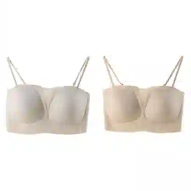 欧迪芬 裸感无痕冰丝轻薄透气软支撑上托聚拢防下垂收副乳夏季冰凉感细肩带两件装文胸 女款