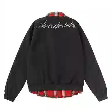 王者荣耀 背面印花基础款假两件撞色拼接纯色翻领美式街头复古慵懒氛围感潮流简约时尚通勤日常百搭宽松舒适小众休闲学院风夹克 男女同款