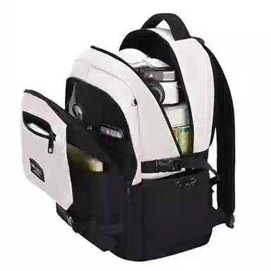 维多利亚旅行者 大容量多功能背包简约轻便时尚潮流短途休闲旅行轻量肩负拼接撞色初高中生大学生书包 涤纶 双肩包 常规 男女同款情侣款 白配黑