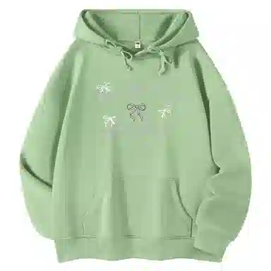 棉致 创意蝴蝶结简约设计感多巴胺学院风百搭休闲通勤落肩宽松柔软舒适套头连帽长袖卫衣 女款