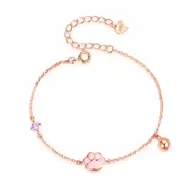 福茹记 粉嘟嘟 可爱猫爪粉色萌猫咪招财猫治愈系小动物饰品 精致氛围感百搭#好运 粉水晶 项链 女款