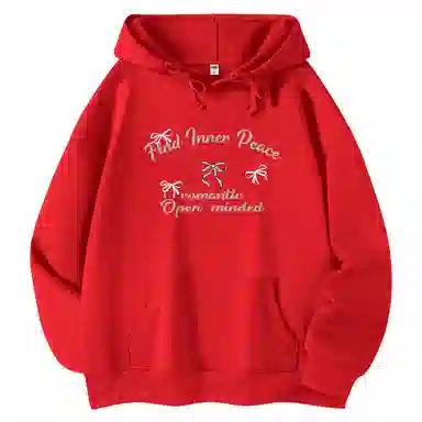 棉致 创意蝴蝶结简约设计感多巴胺学院风百搭休闲通勤落肩宽松柔软舒适套头连帽长袖卫衣 女款