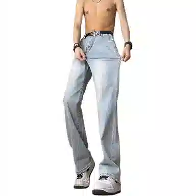 布客行 美式复古水洗做旧高街潮流微喇中腰显高显瘦牛仔裤 男女同款