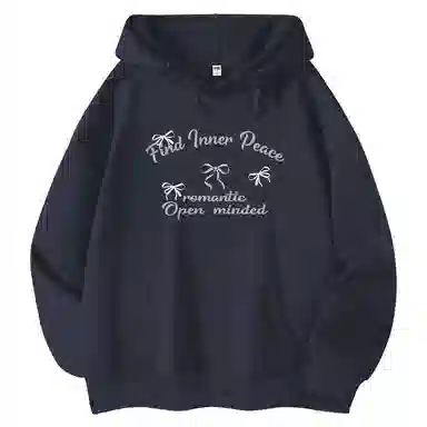 棉致 创意蝴蝶结简约设计感多巴胺学院风百搭休闲通勤落肩宽松柔软舒适套头连帽长袖卫衣 女款