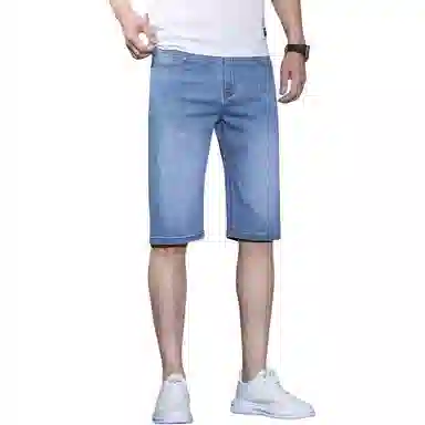 羽浅 男夏季薄款五分裤子男士休闲中裤直筒宽松弹力马裤牛仔短裤 男女同款