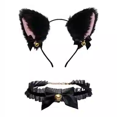 欧洛伊 可爱仿真猫耳铃铛发箍 洛丽塔头饰 聚会装饰头箍