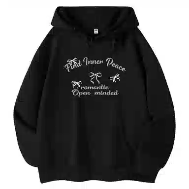 棉致 创意蝴蝶结简约设计感多巴胺学院风百搭休闲通勤落肩宽松柔软舒适套头连帽长袖卫衣 女款