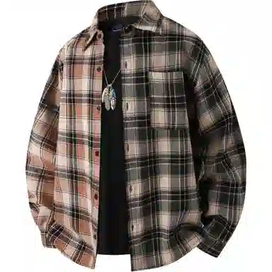 【dme】 撞色格子系列 设计感纯棉早秋小众休闲复古美式上衣痞帅红蓝高级长袖衬衫 男女同款