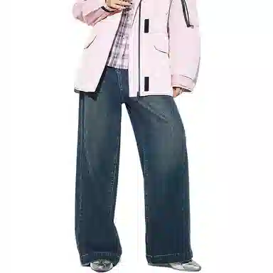 木果果木 复古阔腿宽松自然腰牛仔裤 女款