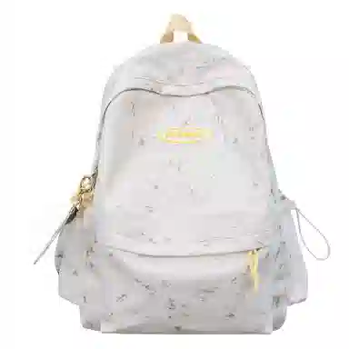 泰格奴 小清新休闲高颜值精美潮版韩版背包初高中生大学生上课百搭书包 尼龙 双肩包 男女同款情侣款 米白色/黑色/黄色/蓝色