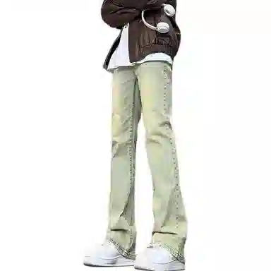 布客行 美式复古水洗做旧高街潮流微喇中腰显高显瘦牛仔裤 男女同款