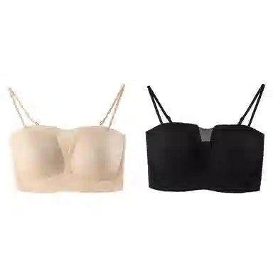 欧迪芬 裸感无痕冰丝轻薄透气软支撑上托聚拢防下垂收副乳夏季冰凉感细肩带两件装文胸 女款