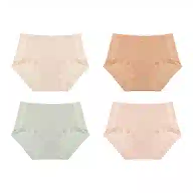 欧迪芬 无痕裸感冰丝轻薄透气不夹臀速干抗菌底裆不勒大腿面膜裤夏季清凉感四件装内裤 女款