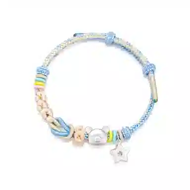 【999足银】 央创时尚 小熊贴贴星星手绳 可爱立体磨砂甜美浪漫多巴胺色萌趣手工编织如意结幸运星#好运 足银 手绳 男女同款情侣款