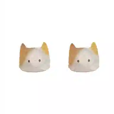 千桐 日系可爱猫咪脑袋耳饰套装 卡通小巧精致设计感学生 树脂 耳钉 女款