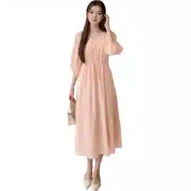 沐晓欣 简约休闲时尚百搭短袖连衣裙 女款