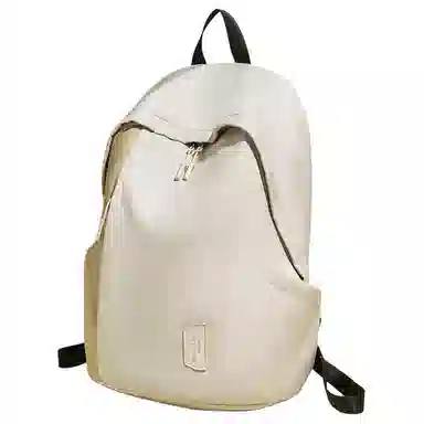 老人头 简约时尚潮流通勤高级感短途旅行出行背包大学上课 织物 双肩包 男女同款情侣款 杏色