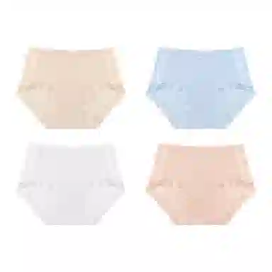 欧迪芬 无痕裸感冰丝轻薄透气不夹臀速干抗菌底裆不勒大腿面膜裤夏季清凉感四件装内裤 女款