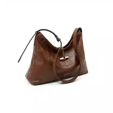 老人头 复古风气质百搭高颜值小众 头层牛皮 单肩斜挎包 女款 棕色/黑色