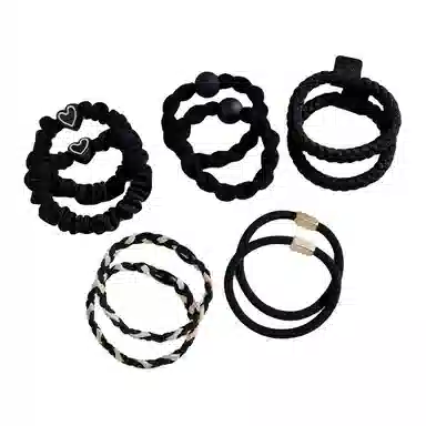 左欧 皮筋高弹力耐用黑色加粗扎头发高颜值发绳#好运 尼龙 发圈 女款