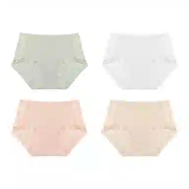 欧迪芬 无痕裸感冰丝轻薄透气不夹臀速干抗菌底裆不勒大腿面膜裤夏季清凉感四件装内裤 女款