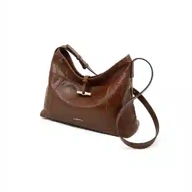 老人头 复古风气质百搭高颜值小众 头层牛皮 单肩斜挎包 女款 棕色/黑色