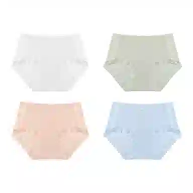 欧迪芬 无痕裸感冰丝轻薄透气不夹臀速干抗菌底裆不勒大腿面膜裤夏季清凉感四件装内裤 女款