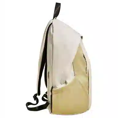 老人头 简约时尚潮流通勤高级感短途旅行出行背包大学上课 织物 双肩包 男女同款情侣款 杏色