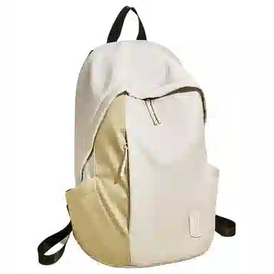 老人头 简约时尚潮流通勤高级感短途旅行出行背包大学上课 织物 双肩包 男女同款情侣款 杏色