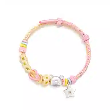 【999足银】 央创时尚 小熊贴贴星星手绳 可爱立体磨砂甜美浪漫多巴胺色萌趣手工编织如意结幸运星#好运 足银 手绳 男女同款情侣款