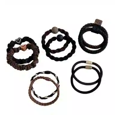 左欧 皮筋高弹力耐用黑色加粗扎头发高颜值发绳#好运 尼龙 发圈 女款