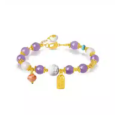 【S925银 招桃花/春夏物语】 福韵金 六桂福 佛头醒狮福牌花朵鲤鱼新中式国财转运紫色成功上岸本命年#好运 紫水晶 手串 女款