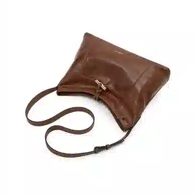 老人头 复古风气质百搭高颜值小众 头层牛皮 单肩斜挎包 女款 棕色/黑色