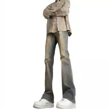 物质公式 美式复古做旧水洗高街基础宽松百搭透气休闲高腰牛仔裤 男女同款 黑色