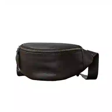 Houbu Casual Leather Waist Bag Small Black