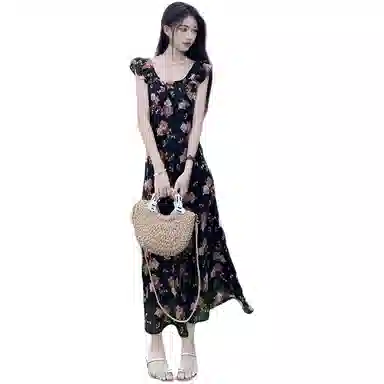 木木兔 碎花合身适中无袖连衣裙 女款