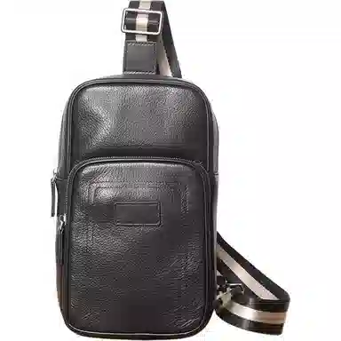 日韩风真皮百搭 头层牛皮 胸包 常规 男款 黑色