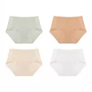 欧迪芬 无痕裸感冰丝轻薄透气不夹臀速干抗菌底裆不勒大腿面膜裤夏季清凉感四件装内裤 女款